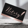 Notary Script Loan Signing Agent Rose Gold Border Business Card