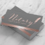 Notary Script Loan Signing Agent Rose Gold & Gray Business Card