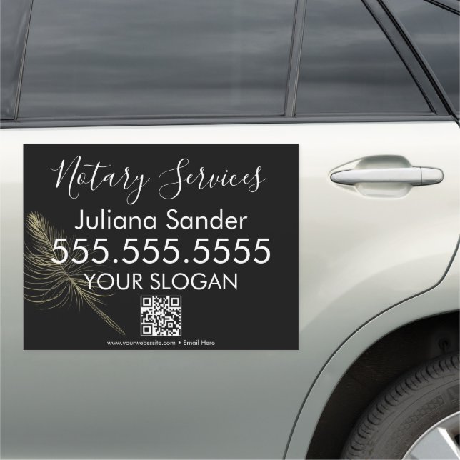 Notary Services Faux Gold Business QR Code  Car Magnet (In Situ)