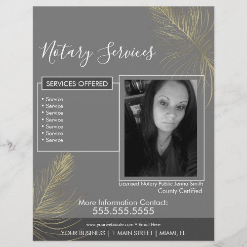 Notary Services Gray Gold Photo Business Flyer