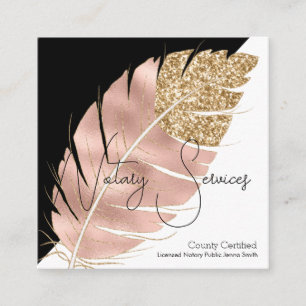Notary Services Pink Gold Glitter Chic Black Square Business Card
