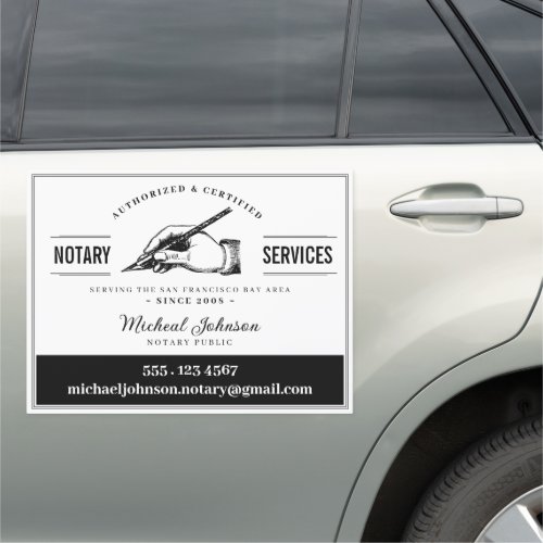 Notary Services Professional Vintage White Custom Car Magnet