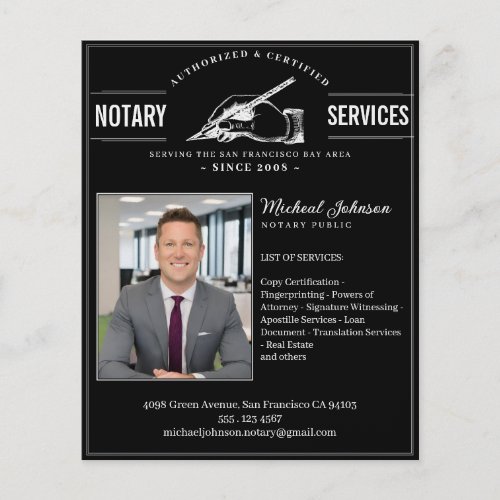 Notary Services Vintage Professional Black Custom Flyer