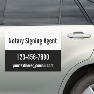 Notary Signing Agent Black White Phone Number Text Car Magnet