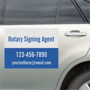 Notary Signing Agent Blue and Gray Template Car Magnet