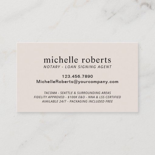 Notary Signing Agent Blush Rose Gold Floral Photo Business Card | Zazzle