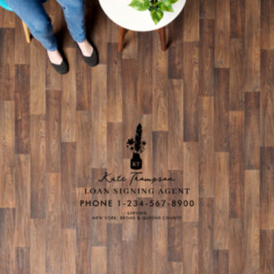 Notary Signing Agent Botanical Quill Logo Floor Decals