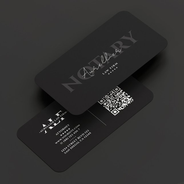 Notary Signing Agent Elegant Dark Grey Modern Business Card (Notary Signing Agent Elegant Dark Grey Modern Business Card
)