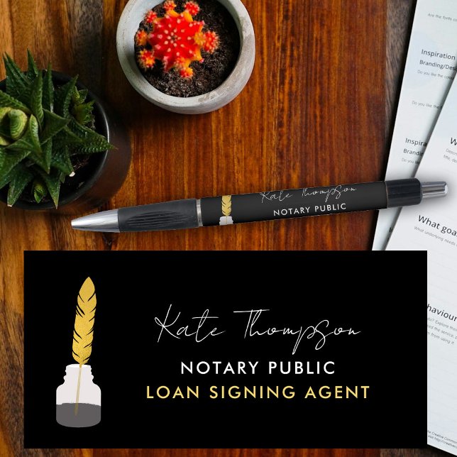 Notary Signing Agent Feather Quill Black Gold Pen (Notary Signing Agent Feather Quill Black Gold Pen)