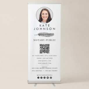 Notary Signing Agent Feather Quill Logo Photo Retractable Banner