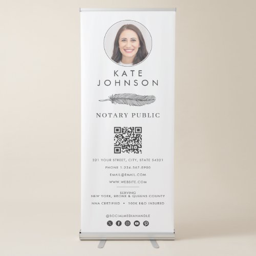 Notary Signing Agent Feather Quill Logo Photo Retractable Banner