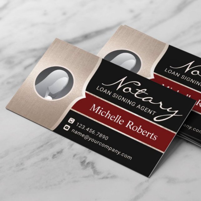 Notary Signing Agent Modern Black & Gold Photo  Business Card (Creator Uploaded)