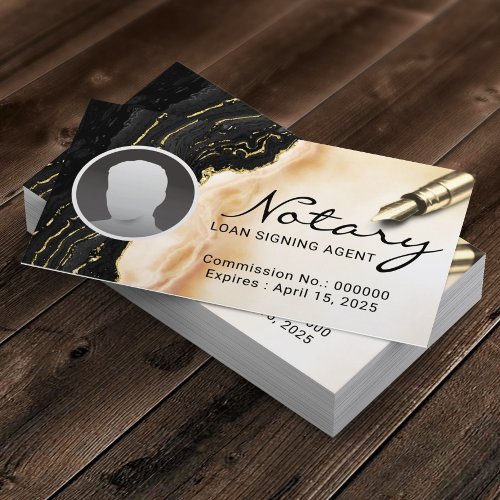 Notary Signing Agent Modern Marble Agate Photo  Business Card