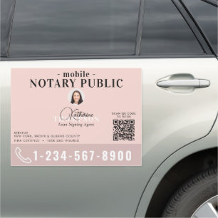Notary Signing Agent Modern Pink Photo QR Code Car Magnet