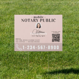 Notary Signing Agent Modern Pink Photo QR Code Sign