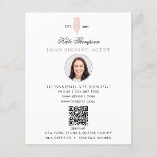 Notary Signing Agent  Modern Pink QR Code Photo Flyer