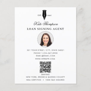 Notary Signing Agent Modern White QR Code Photo Flyer