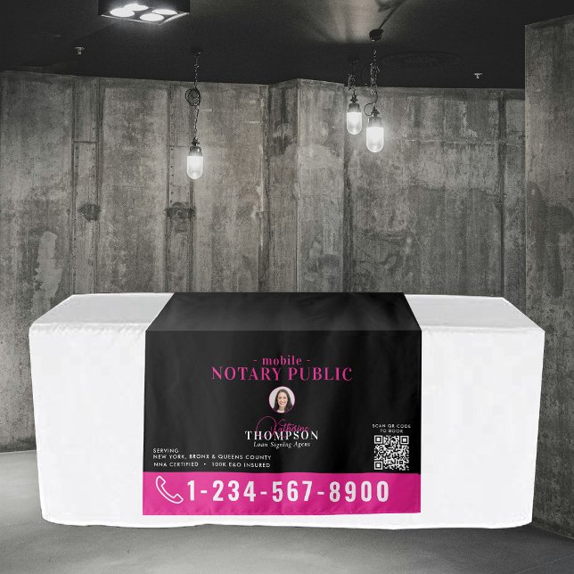 Notary Signing Agent Photo QR Code Table Banner Tapestry (Notary Signing Agent Photo QR Code Table Banner Tapestry)