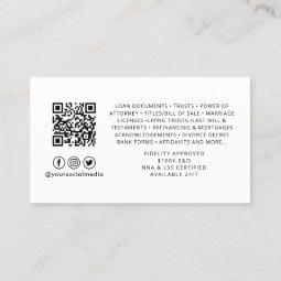 Notary Signing Agent QR Code Photo Business Card | Zazzle