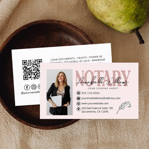 Notary Signing Agent QR Code Photo  Business Card