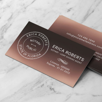 Notary Stamp Loan Signing Agent Brown Ombre Business Card by cardfactory at Zazzle