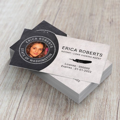 Notary Stamp Loan Signing Agent Elegant Photo Business Card