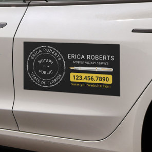 Notary Stamp Loan Signing Agent Modern Black Car Magnet