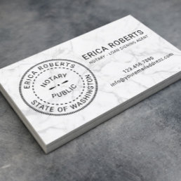 Notary Stamp Loan Signing Agent Modern Marble Business Card