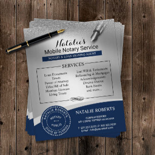 Notary Stamp Loan Signing Agent Navy & Silver Flyer