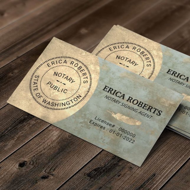 Notary Stamp Loan Signing Agent Vintage Bronze Business Card (Creator Uploaded)