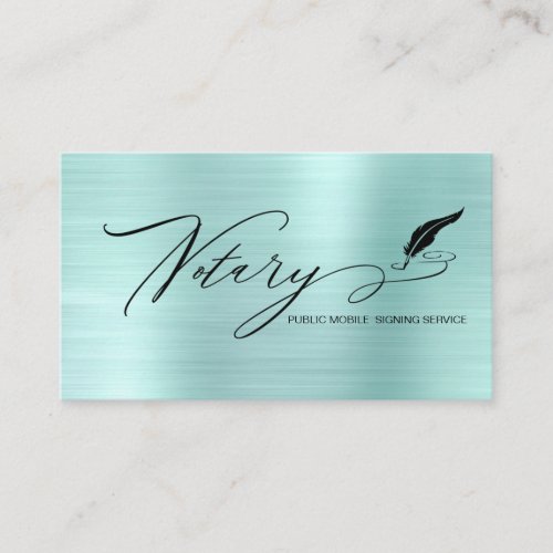  NOTARY Stamp PHOTO _ Pen Feather Signing Agent Business Card