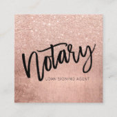 Notary typography FAUX rose gold glitter foil Square Business Card (Front)