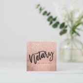 Notary typography FAUX rose gold glitter foil Square Business Card (Standing Front)
