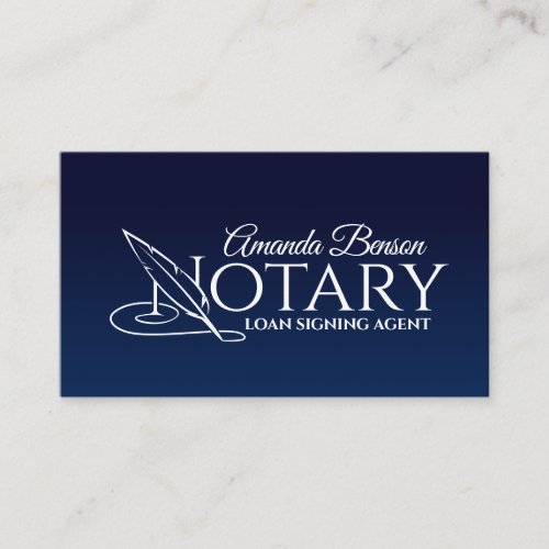Notary Typography quill pen Business Card