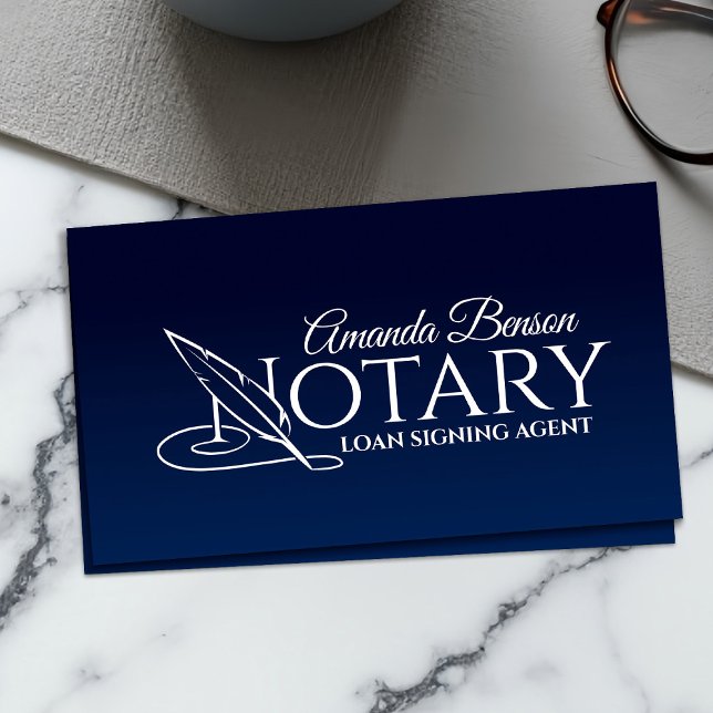 Notary Typography quill pen Business Card (Creator Uploaded)