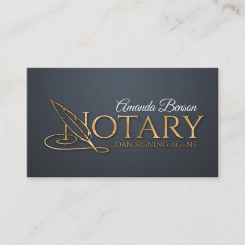 Notary Typography quill pen Business Card