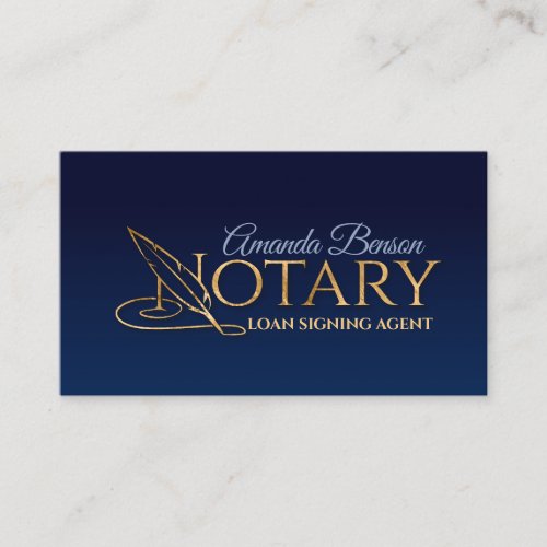 Notary Typography quill pen Business Card