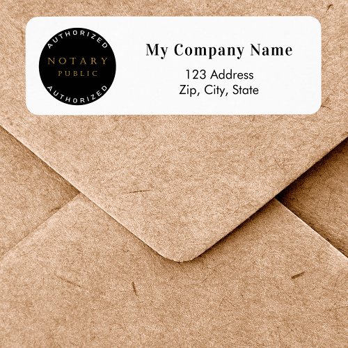 Notary white black business return address label