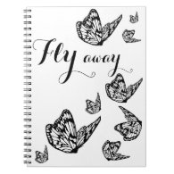 note book with butterfly fly away