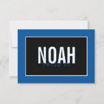 NOTE CARD BAR MITZVAH hebrew name black royal blue<br><div class="desc">by kat massard >>> https://linktr.ee/simplysweetpaperie <<< A simple, stylish way to say thank you to your guest's for attending your event. Setup as a template it is simple for you to add your own details, or hit the customise button and you can add or change text, fonts, sizes etc TIP...</div>