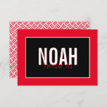 NOTE CARD BAR MITZVAH hebrew name simple red black<br><div class="desc">by kat massard >>> https://linktr.ee/simplysweetpaperie <<< A simple, stylish way to say thank you to your guest's for attending your event. Setup as a template it is simple for you to add your own details, or hit the customise button and you can add or change text, fonts, sizes etc TIP...</div>