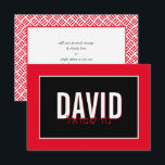 NOTE CARD BAR MITZVAH hebrew name simple red black<br><div class="desc">by kat massard >>> https://linktr.ee/simplysweetpaperie <<< A simple, stylish way to say thank you to your guest's for attending your event. Setup as a template it is simple for you to add your own details, or hit the customise button and you can add or change text, fonts, sizes etc TIP...</div>