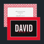 NOTE CARD BAR MITZVAH hebrew name simple red black<br><div class="desc">by kat massard >>> https://linktr.ee/simplysweetpaperie <<< A simple, stylish way to say thank you to your guest's for attending your event. Setup as a template it is simple for you to add your own details, or hit the customise button and you can add or change text, fonts, sizes etc TIP...</div>