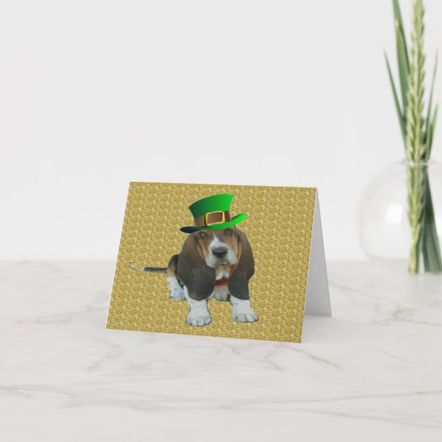 Note Card Basset Hound Happy St.Patrick's (Front)
