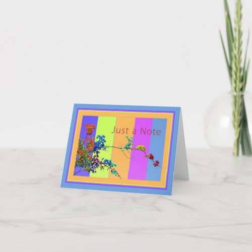 Note Card Blank Colorful Flowers and Background Card
