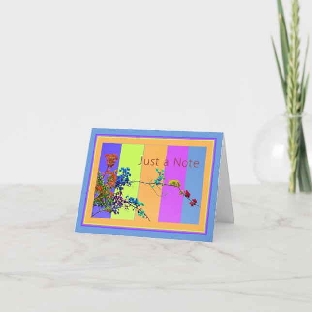 Note Card, Blank, Colorful Flowers and Background Card (Front)
