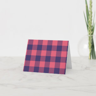 Note Card Hot Pink Magenta Indigo Buffalo Plaid