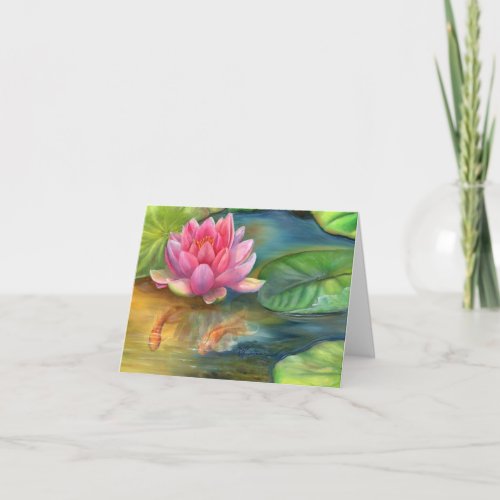 Note Card _ Lotus Flower and Goldfish