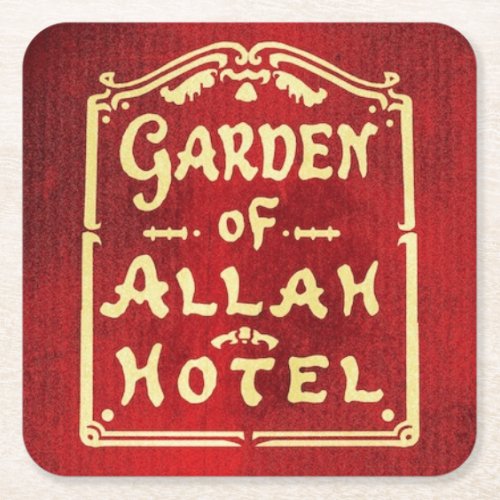 Note card of Garden of Allah Hotel coaster