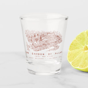 Note card of Garden of Allah Hotel, Hollywood Shot Glass